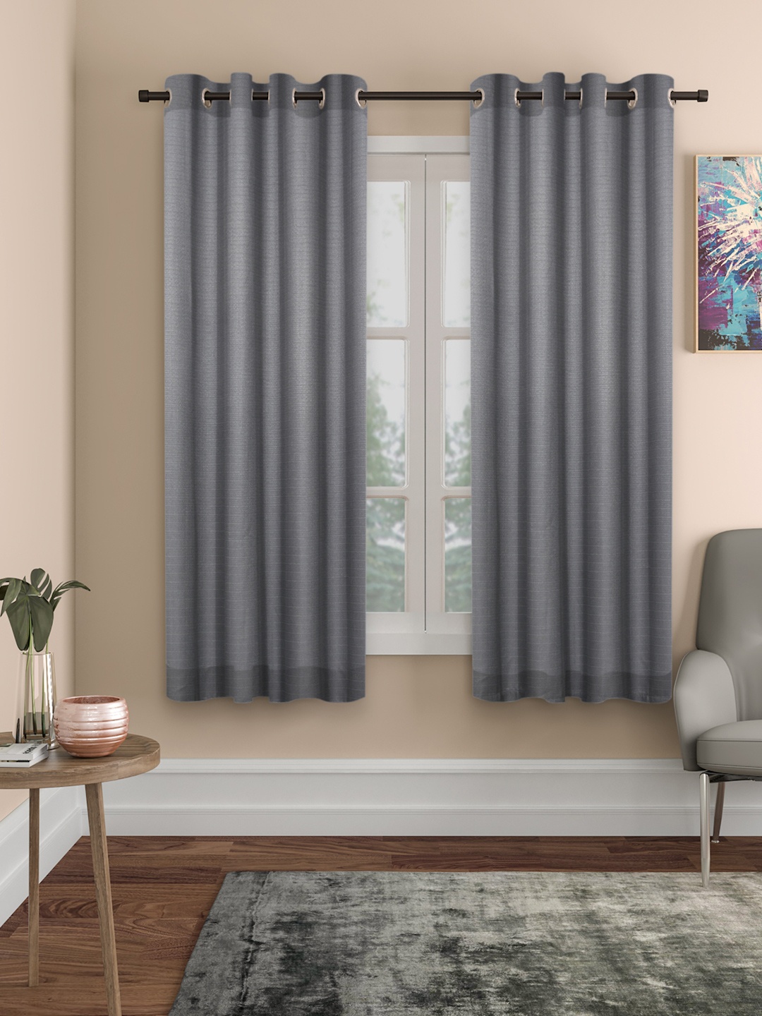 

ROSARA HOME Grey Set of 2 Window Curtains