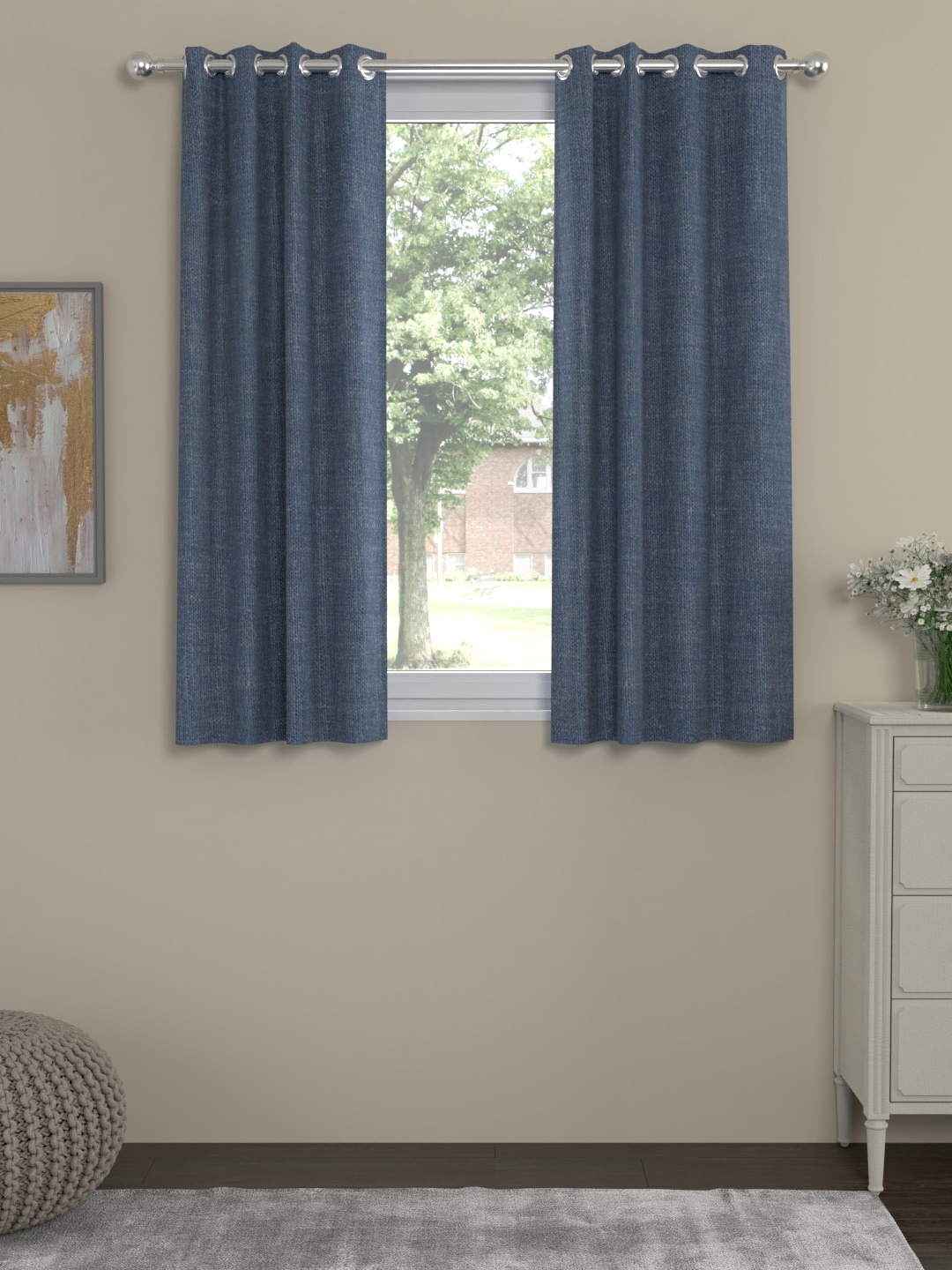 

ROSARA HOME Blue Single Window Curtain