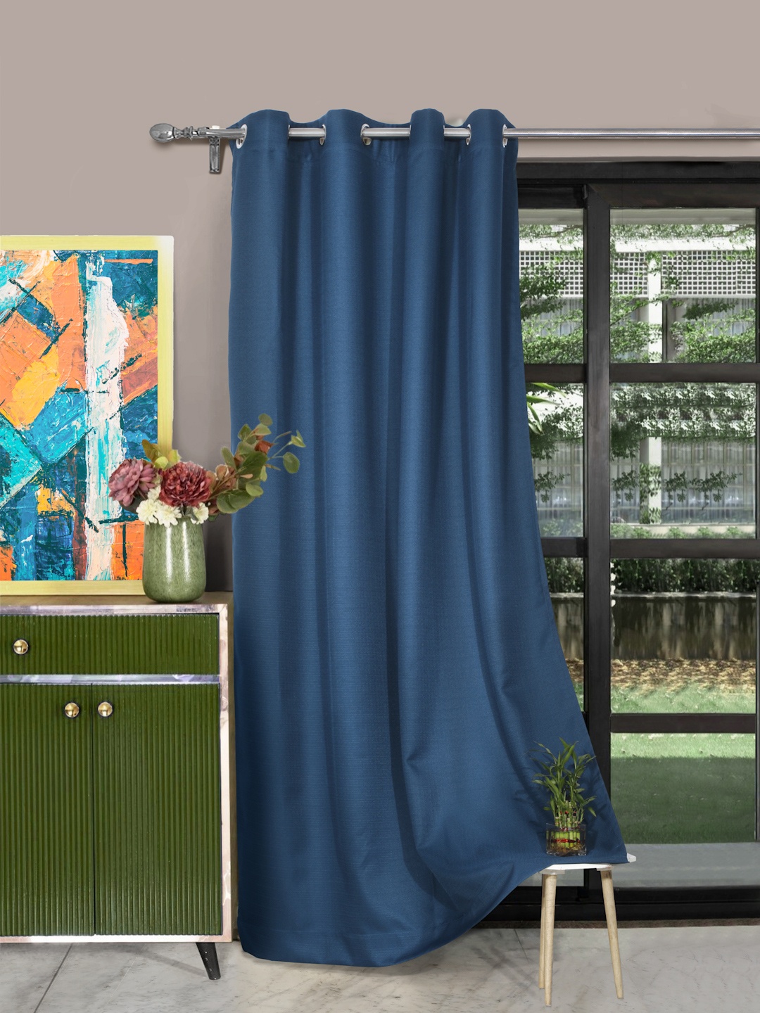 

ROSARA HOME Navy Blue Single Long Door Curtain