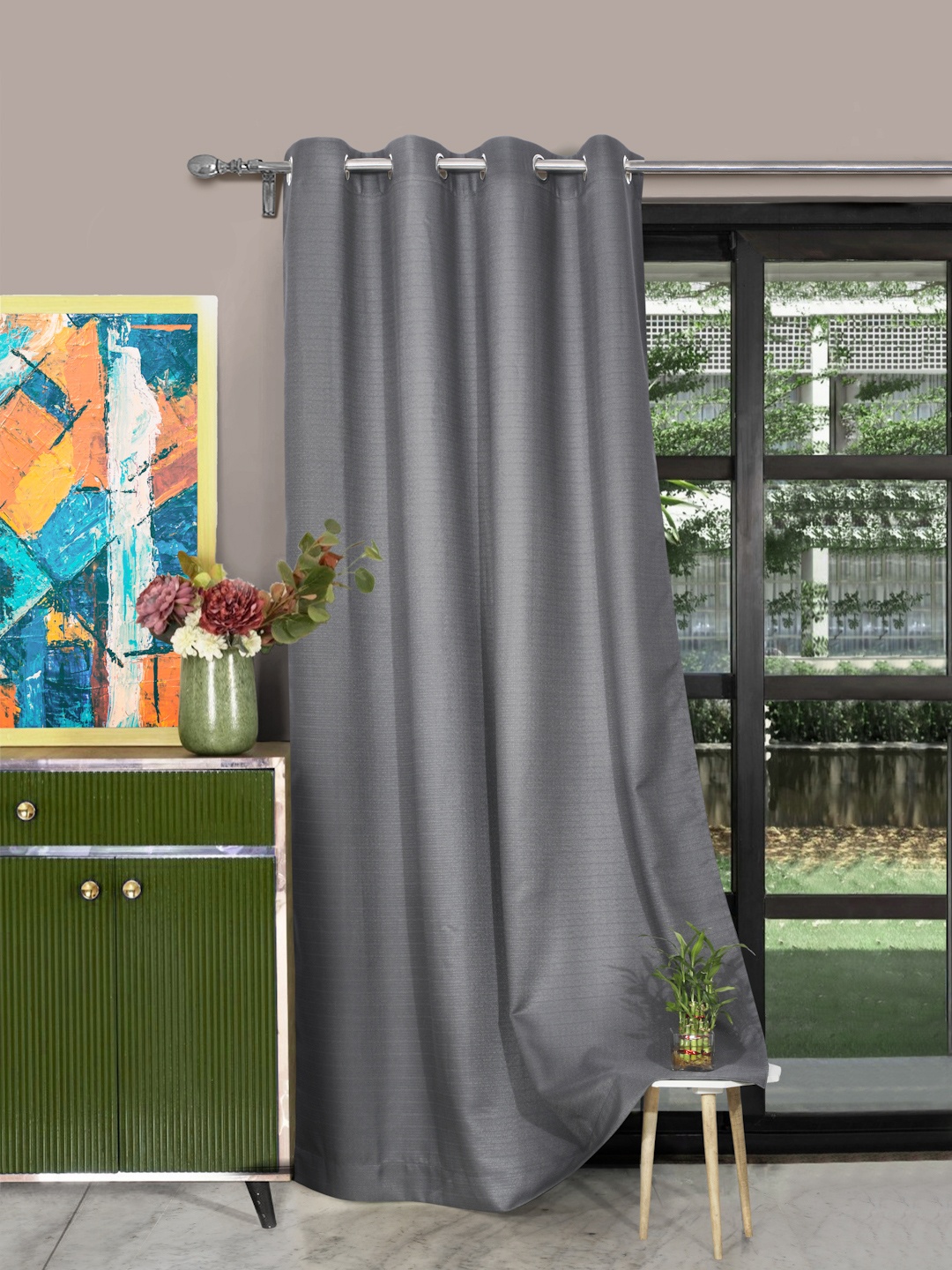 

ROSARA HOME Grey Single Long Door Curtain