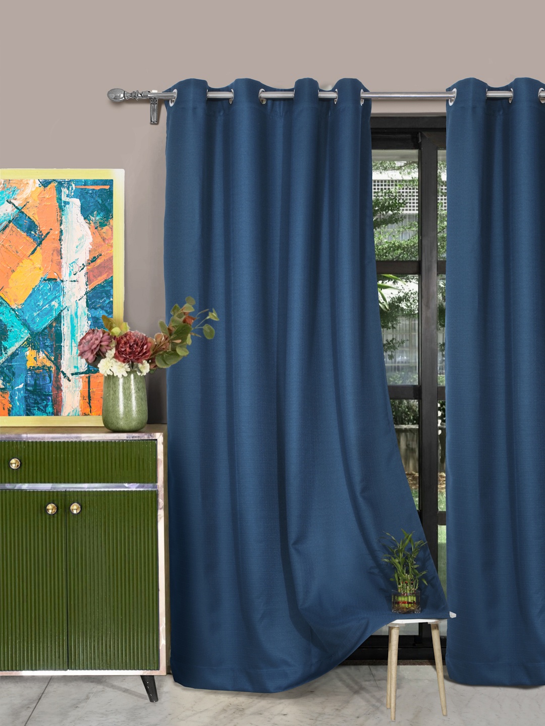 

ROSARA HOME Navy Blue Set of 2 Door Curtains