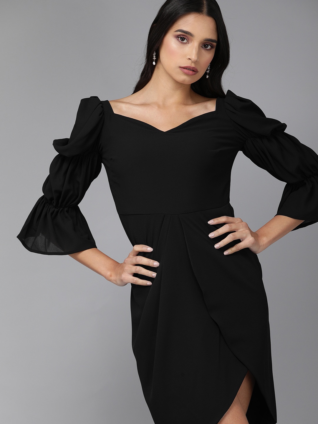

MISH Women Tulip Hem Sheath Dress, Black