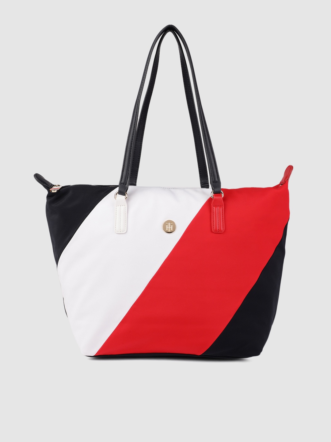 

Tommy Hilfiger Navy Blue & White Colourblocked POPPY Tote Bag