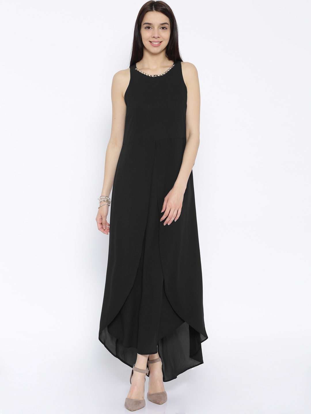 

Tokyo Talkies Black Polyester Maxi Dress