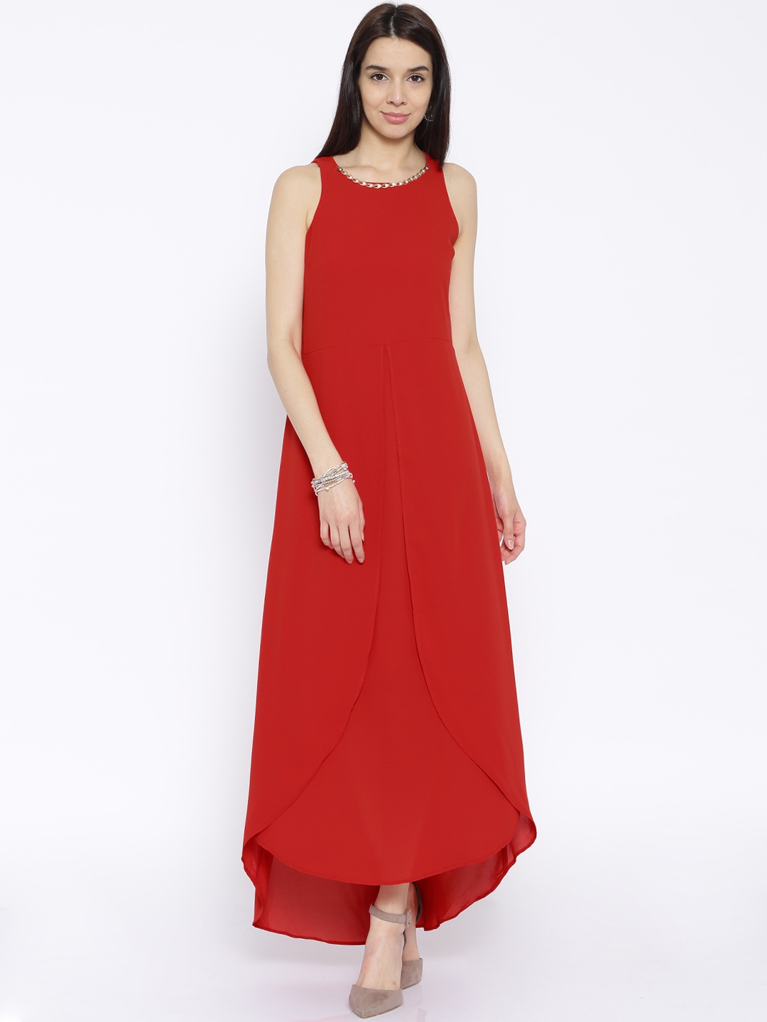 

Tokyo Talkies Red Polyester Maxi Dress