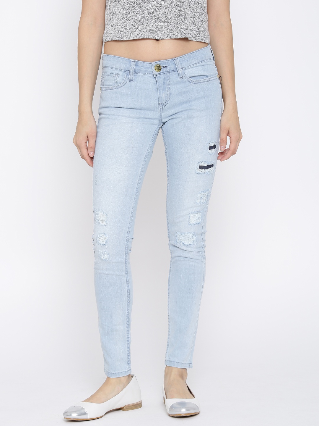 

Tokyo Talkies Light Blue Distressed Stretchable Jeans