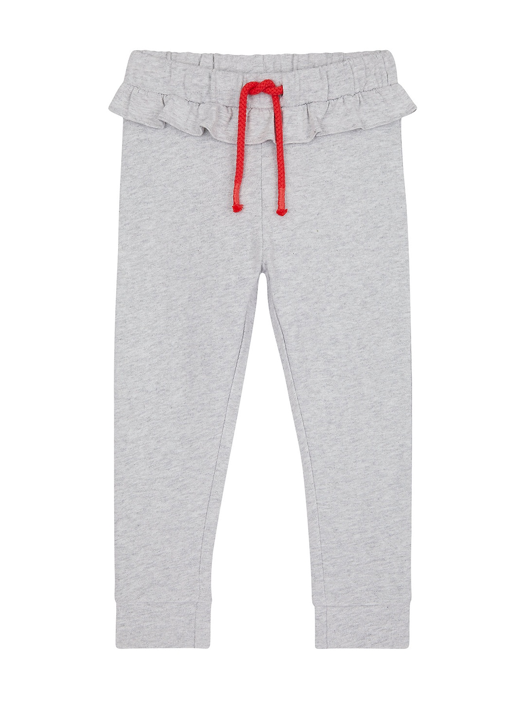 

mothercare Girls Grey Frill Detail Pure Cotton Straight Fit Joggers