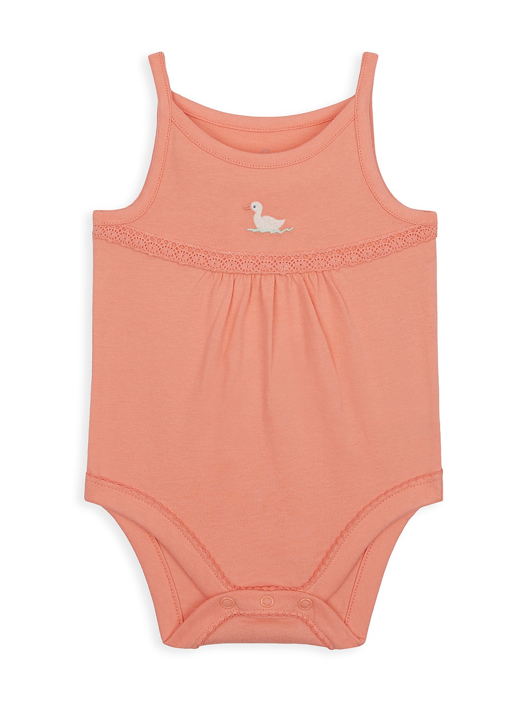 

mothercare Infant Girls Pink Lace Detail Pure Cotton Bodysuit