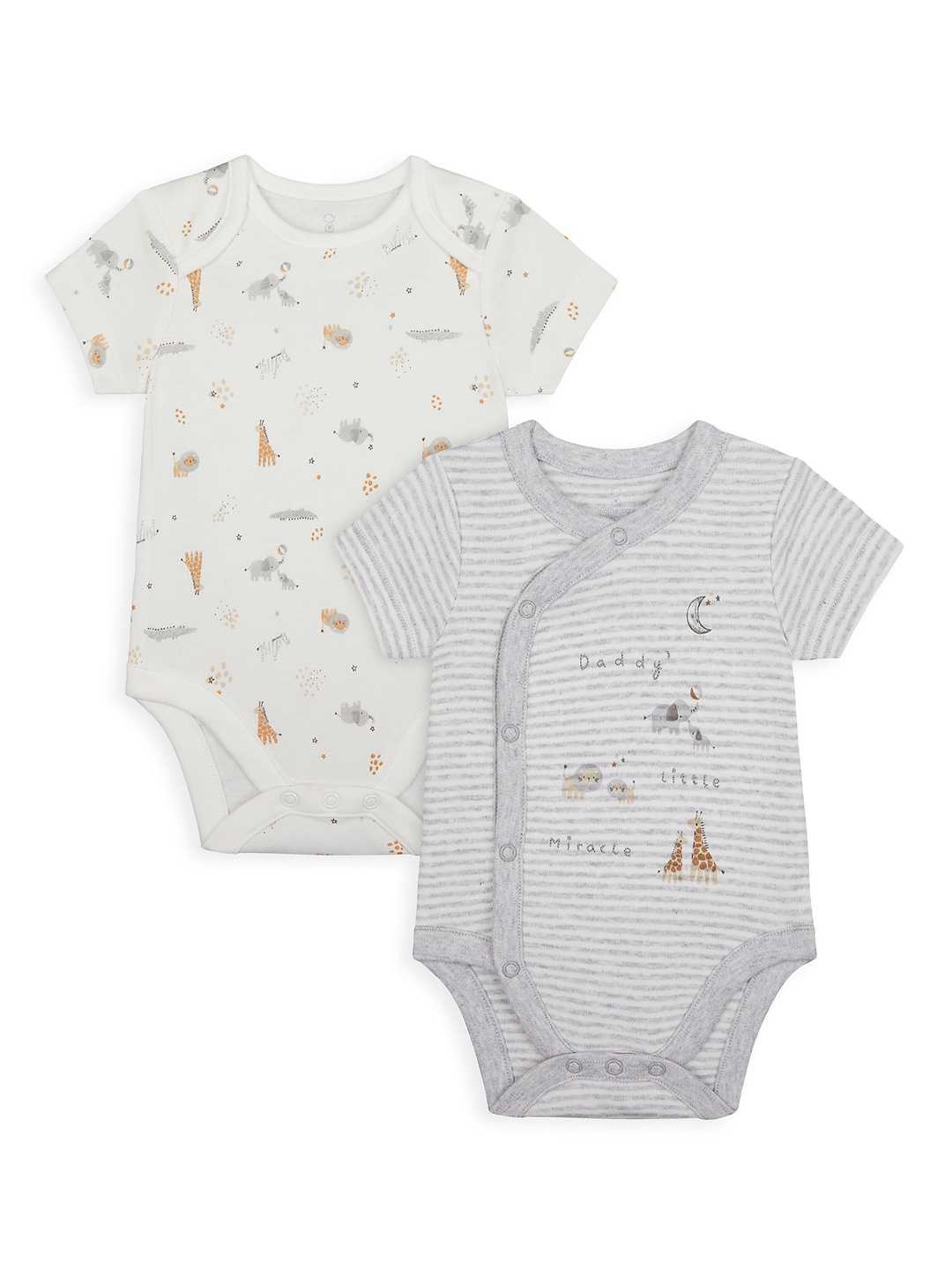 

mothercare Infants Pack of 2 Pure Organic Cotton Bodysuits, Off white