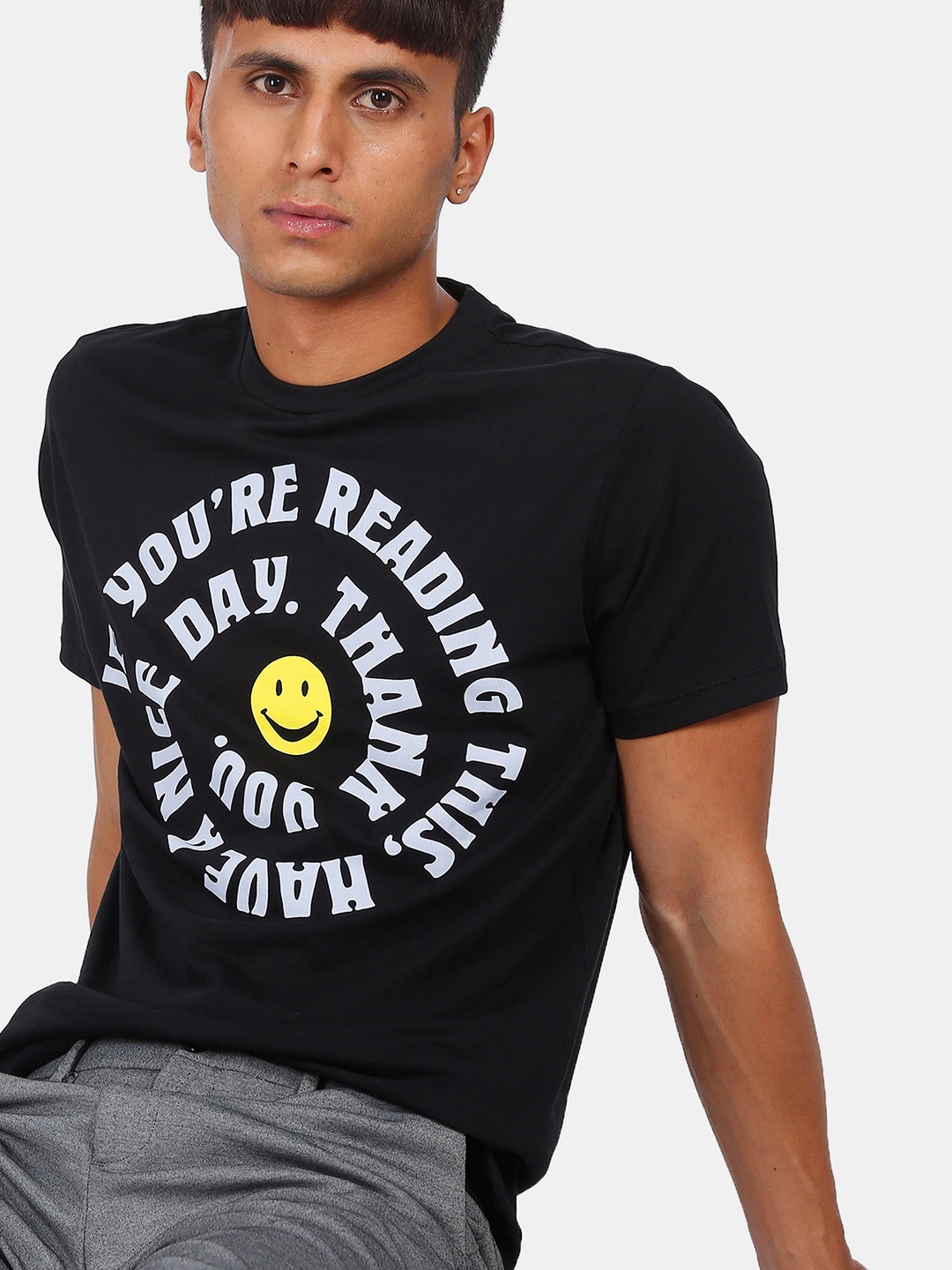 

Aeropostale Men Black Printed Round Neck T-shirt