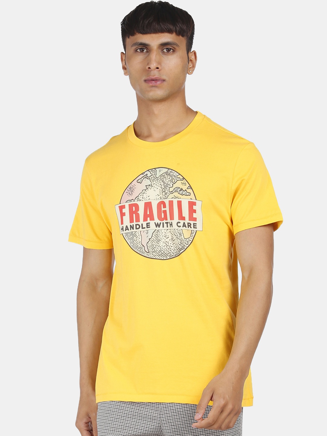 

Aeropostale Men Yellow Printed Round Neck T-shirt