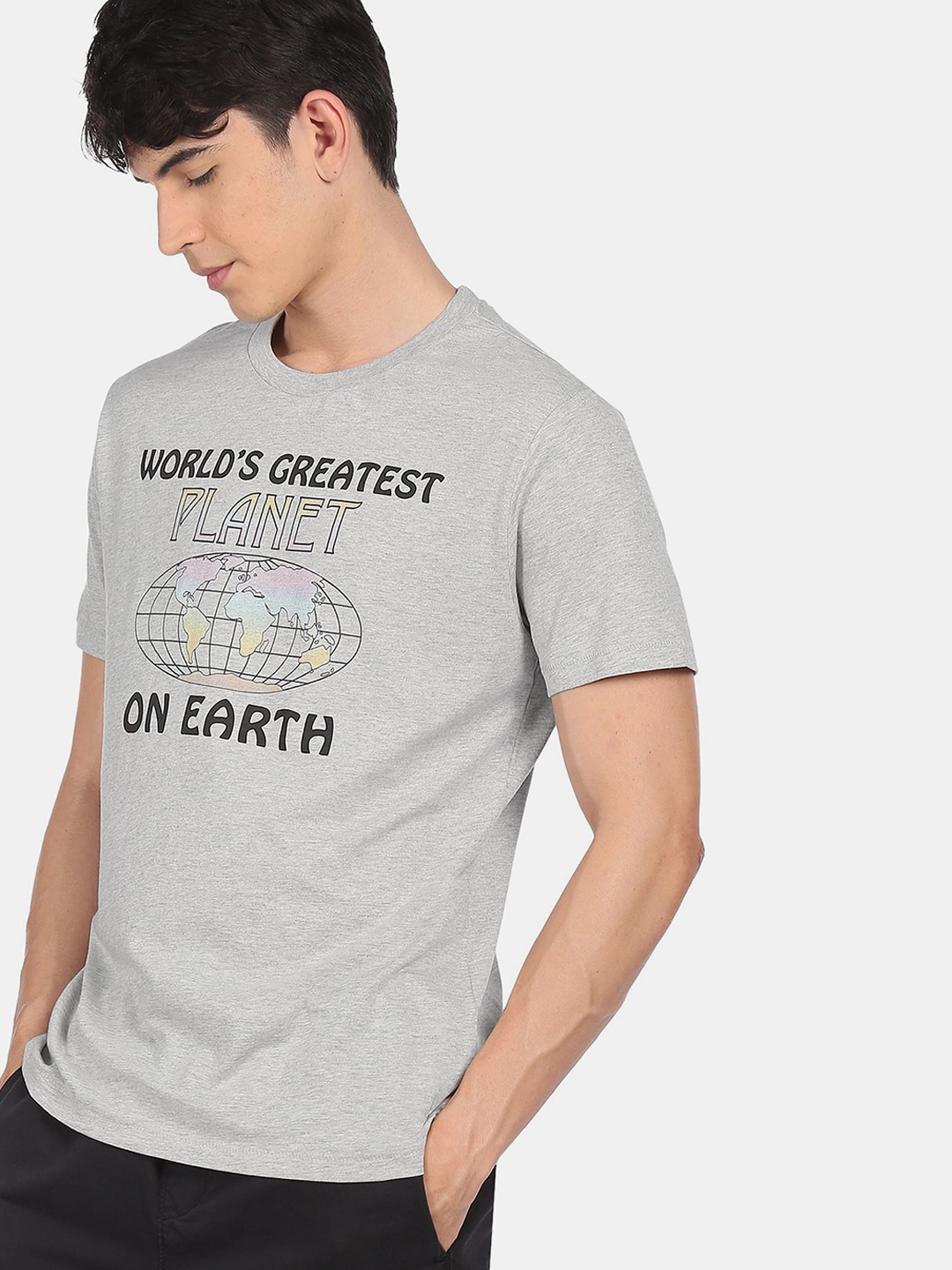 

Aeropostale Men Grey Printed Round Neck T-shirt