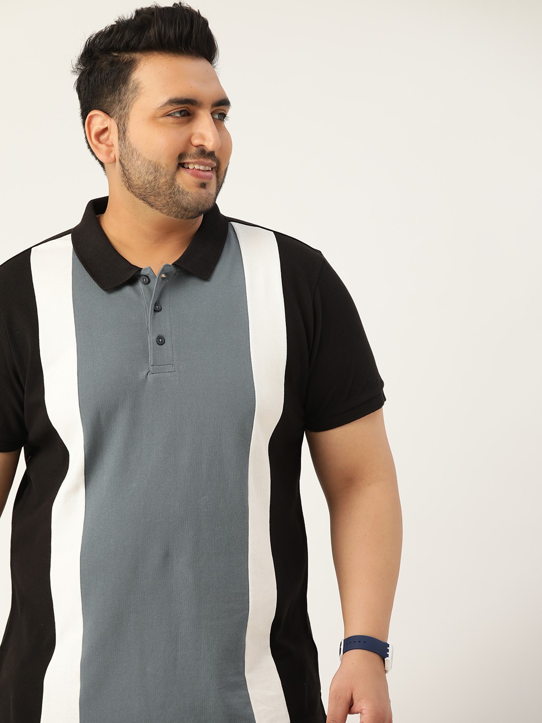 

Sztori Men Plus Size Pure Cotton Colorblocked Pure Cotton T-shirt, Grey