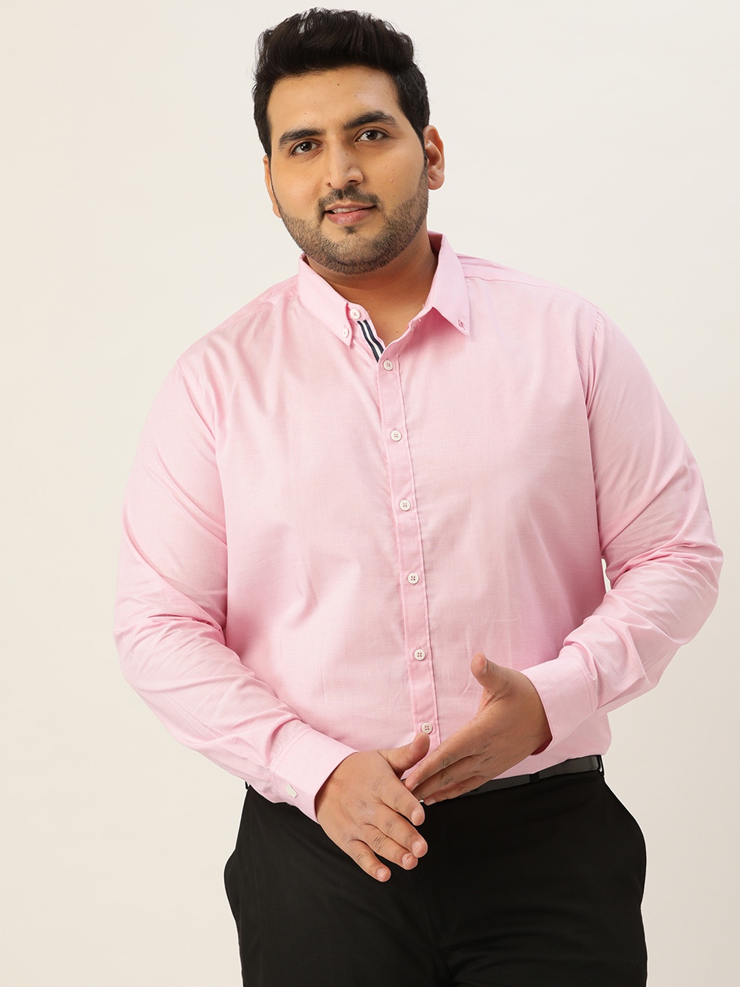 

Sztori Men Plus Size Pink Solid Cotton Formal Shirt