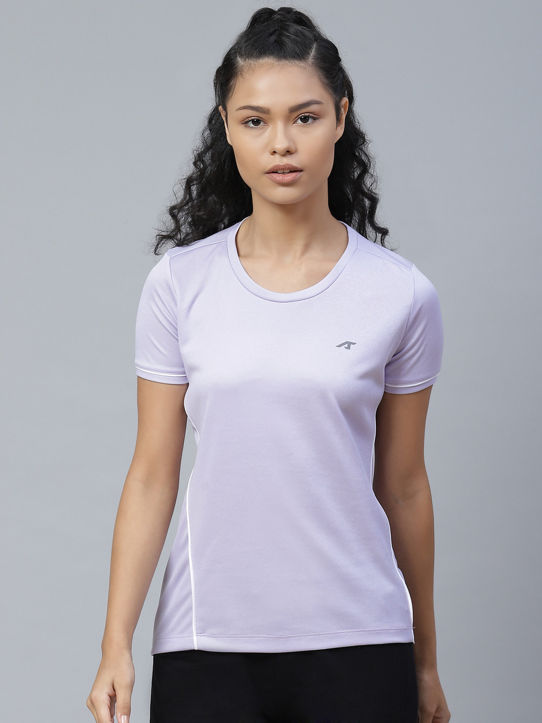 

Alcis Women Lavender Solid Round Neck T-shirt