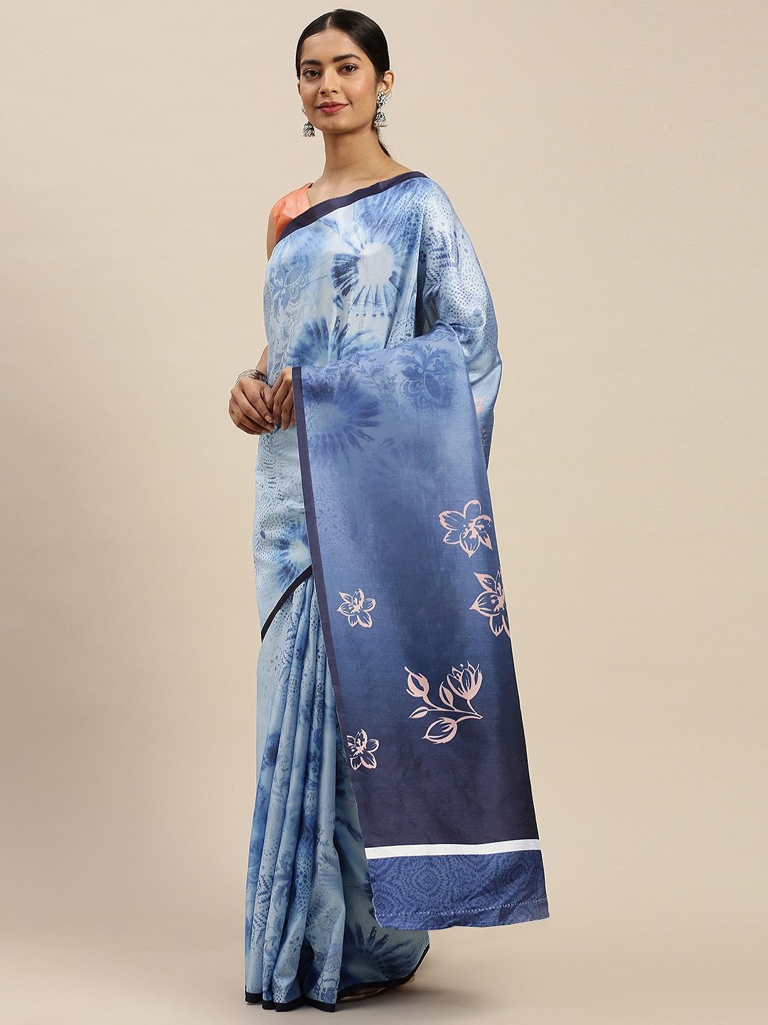 

Saree mall Blue Printed Saree
