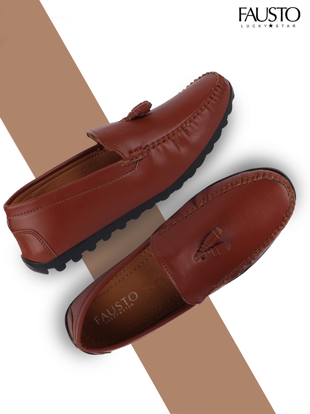 

FAUSTO Men Tan Brown Loafers