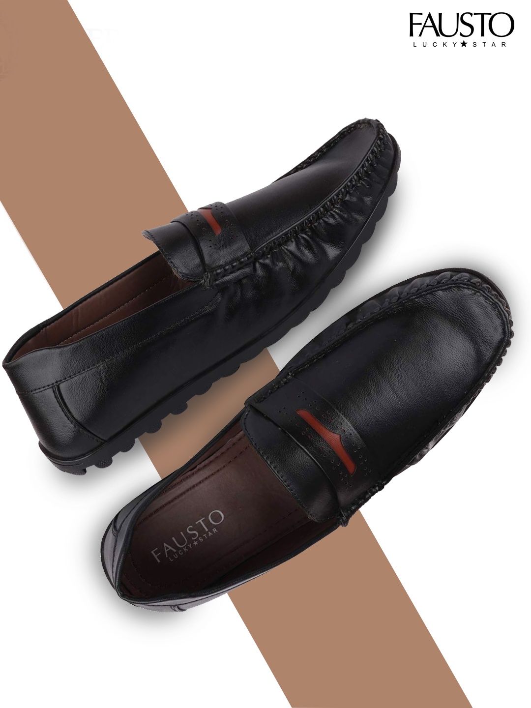 

FAUSTO Men Black Solid Loafers