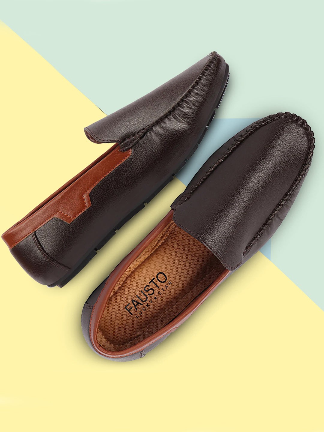 

FAUSTO Men Brown Textured Loafers
