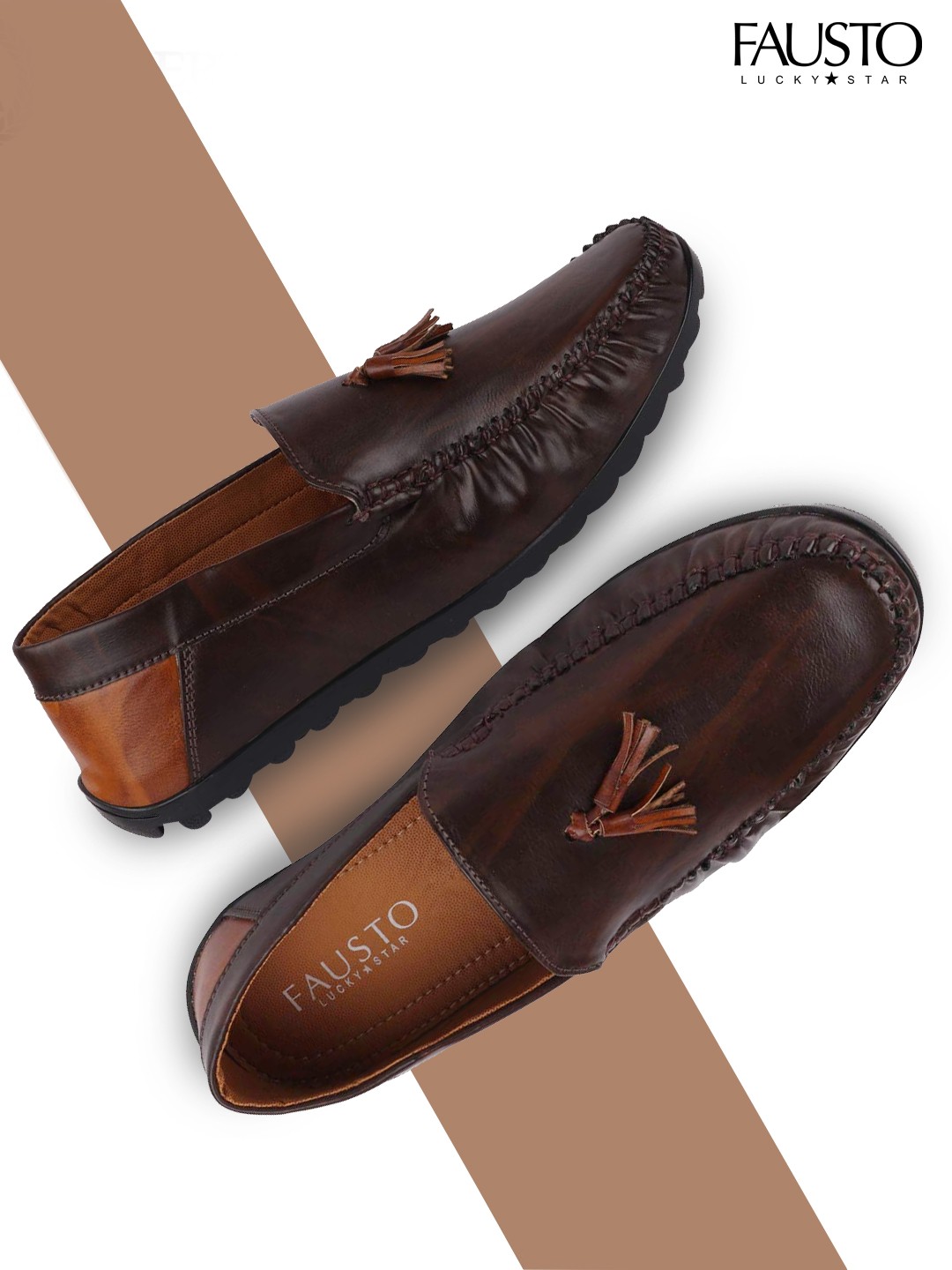 

FAUSTO Men Brown Solid Loafers
