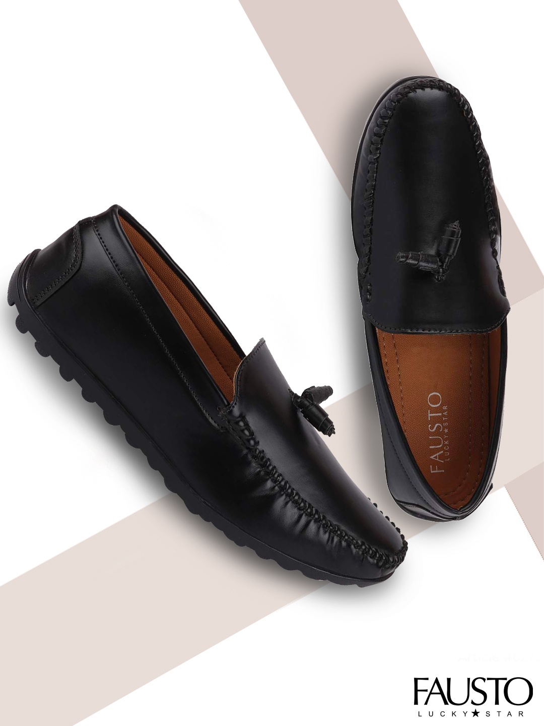 

FAUSTO Men Black Solid Loafers