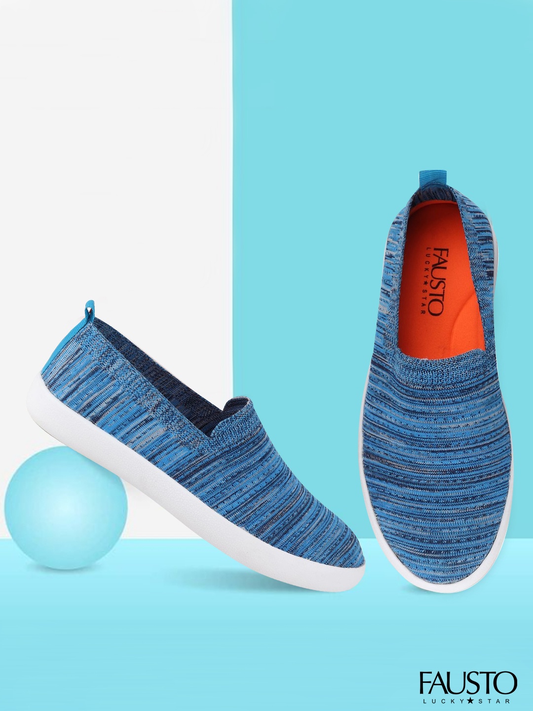 

FAUSTO Men Woven Design Slip-On Sneakers, Blue