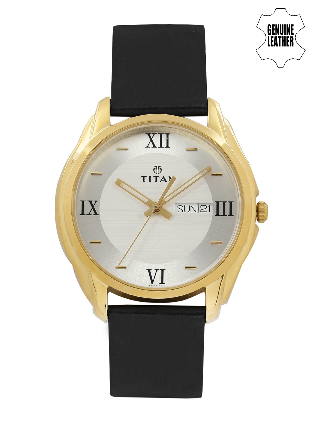 

Titan Men Silver-Toned & White Dial Watch NH1578YL04