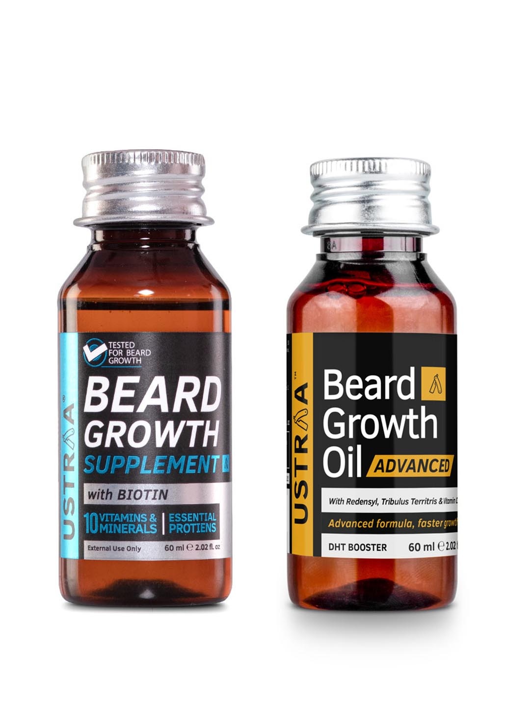 

Ustraa Men Set of Beard Growth Oil & Beard Growth Supplement, Brown