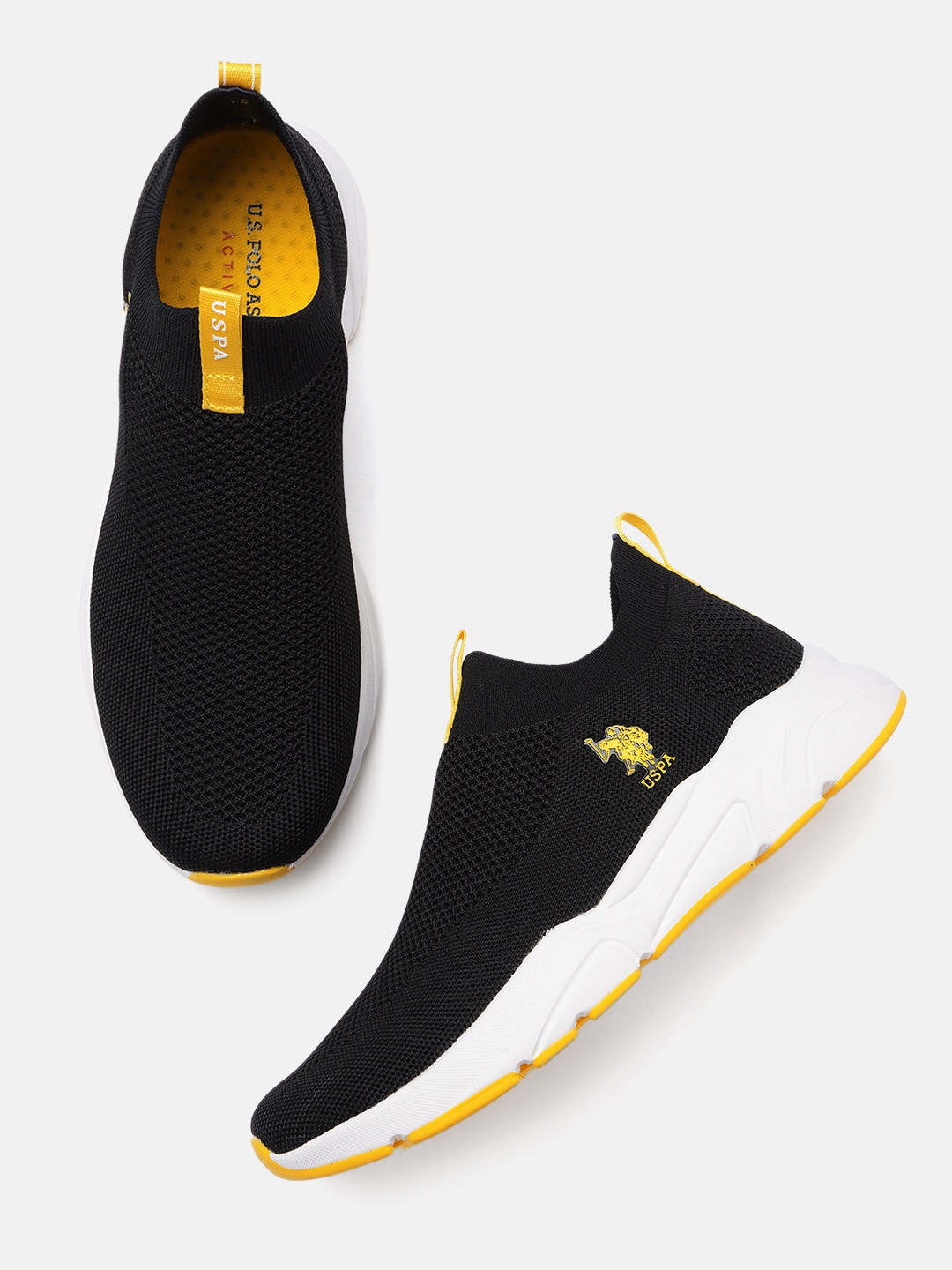 

U.S. Polo Assn.Men Black Woven Design Slip-On Sneakers