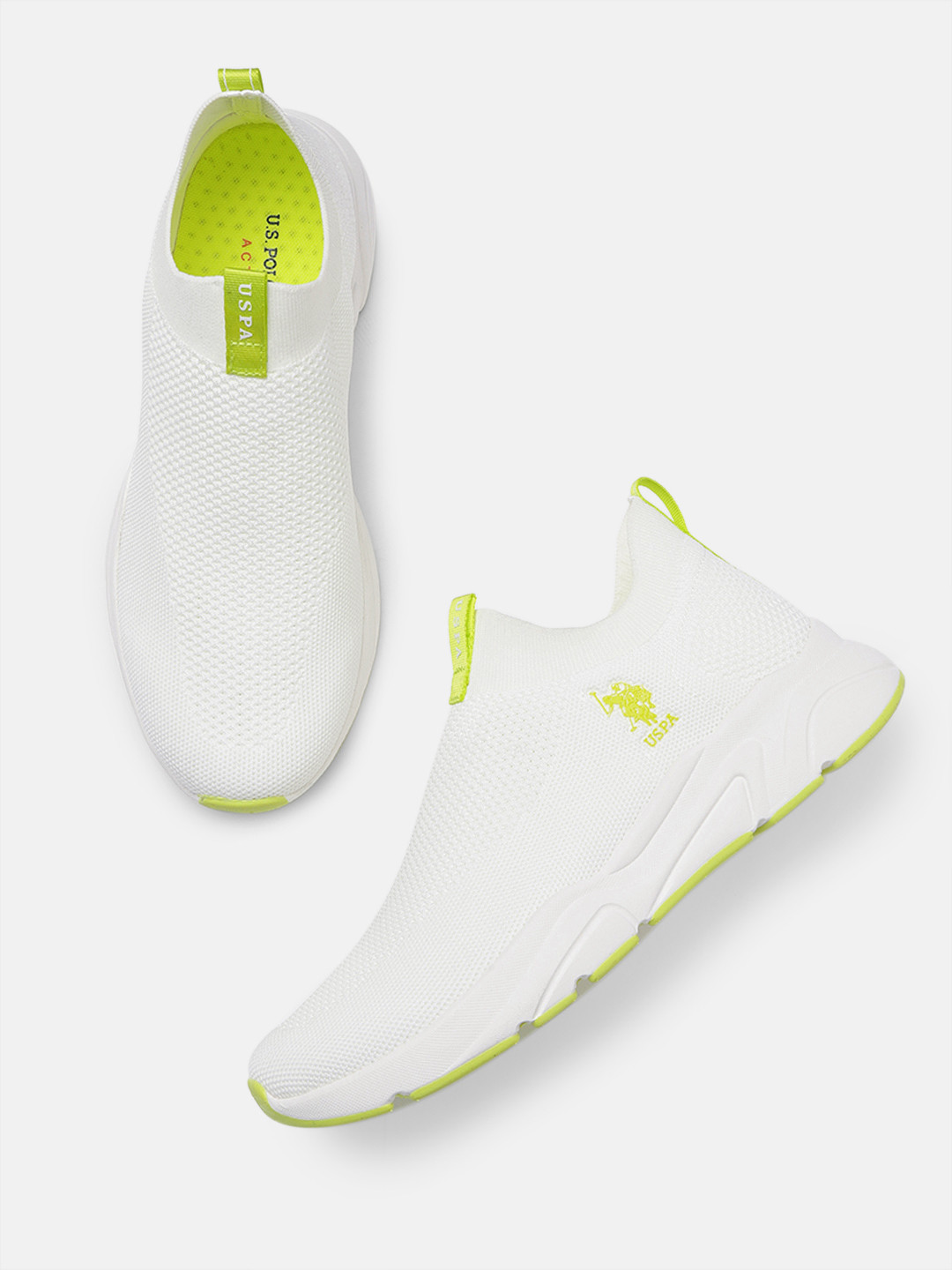 

U.S. Polo Assn. Men Off White Woven Design Slip-On Sneakers