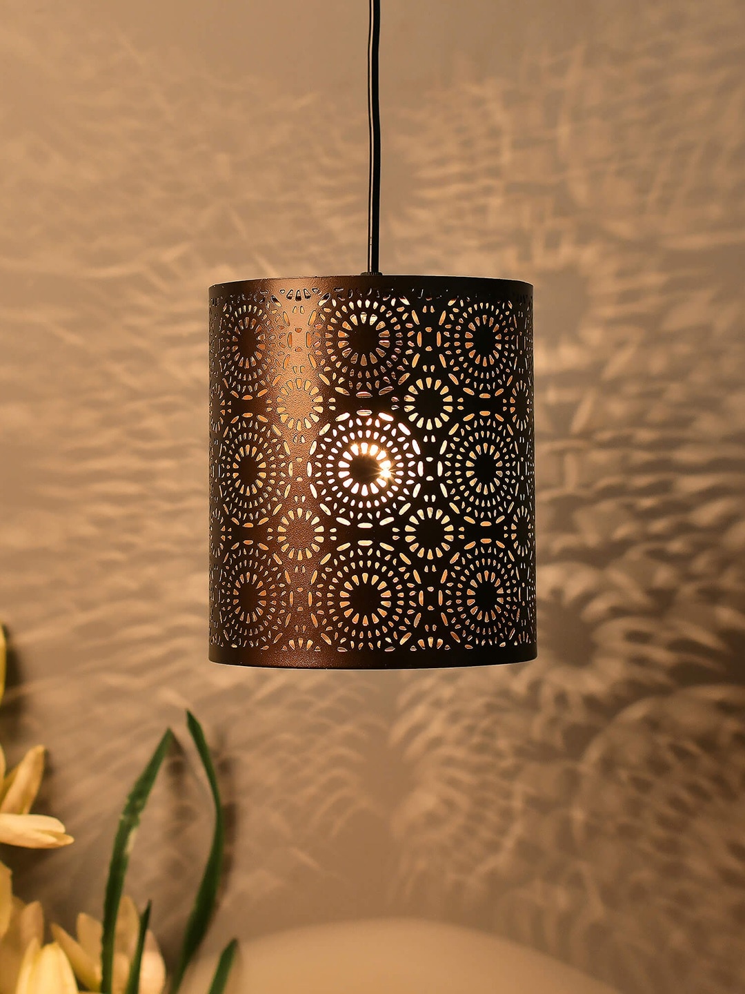 

Homesake Copper-Toned Self Design Moroccan Filigree Hanging Light