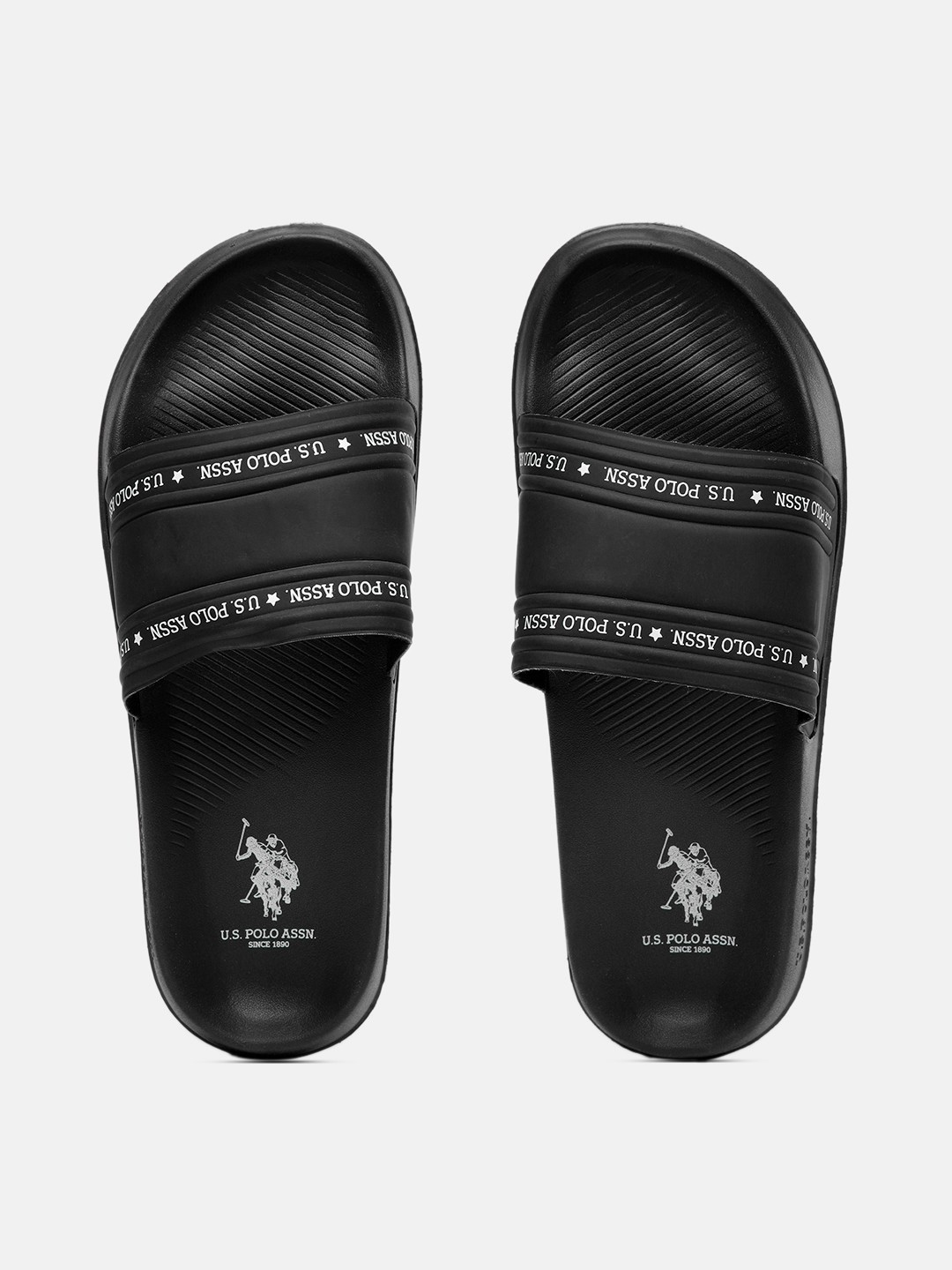 

U.S. Polo Assn. Men Wode Printed Sliders, Black