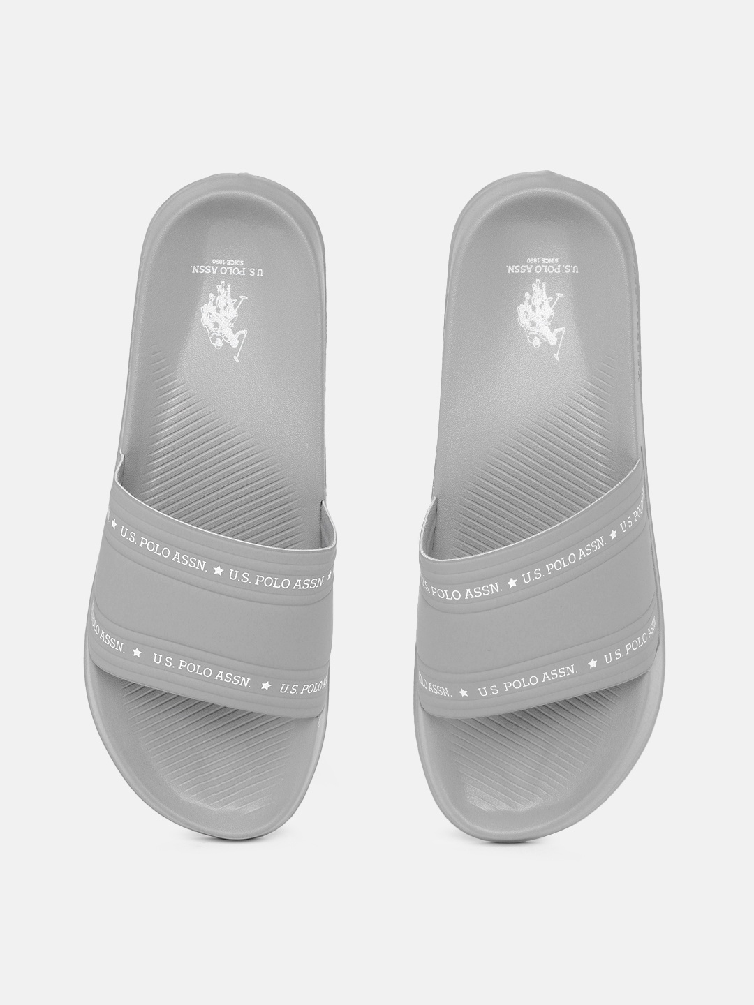

U.S. Polo Assn. Men Brand Logo Print Sliders, Grey