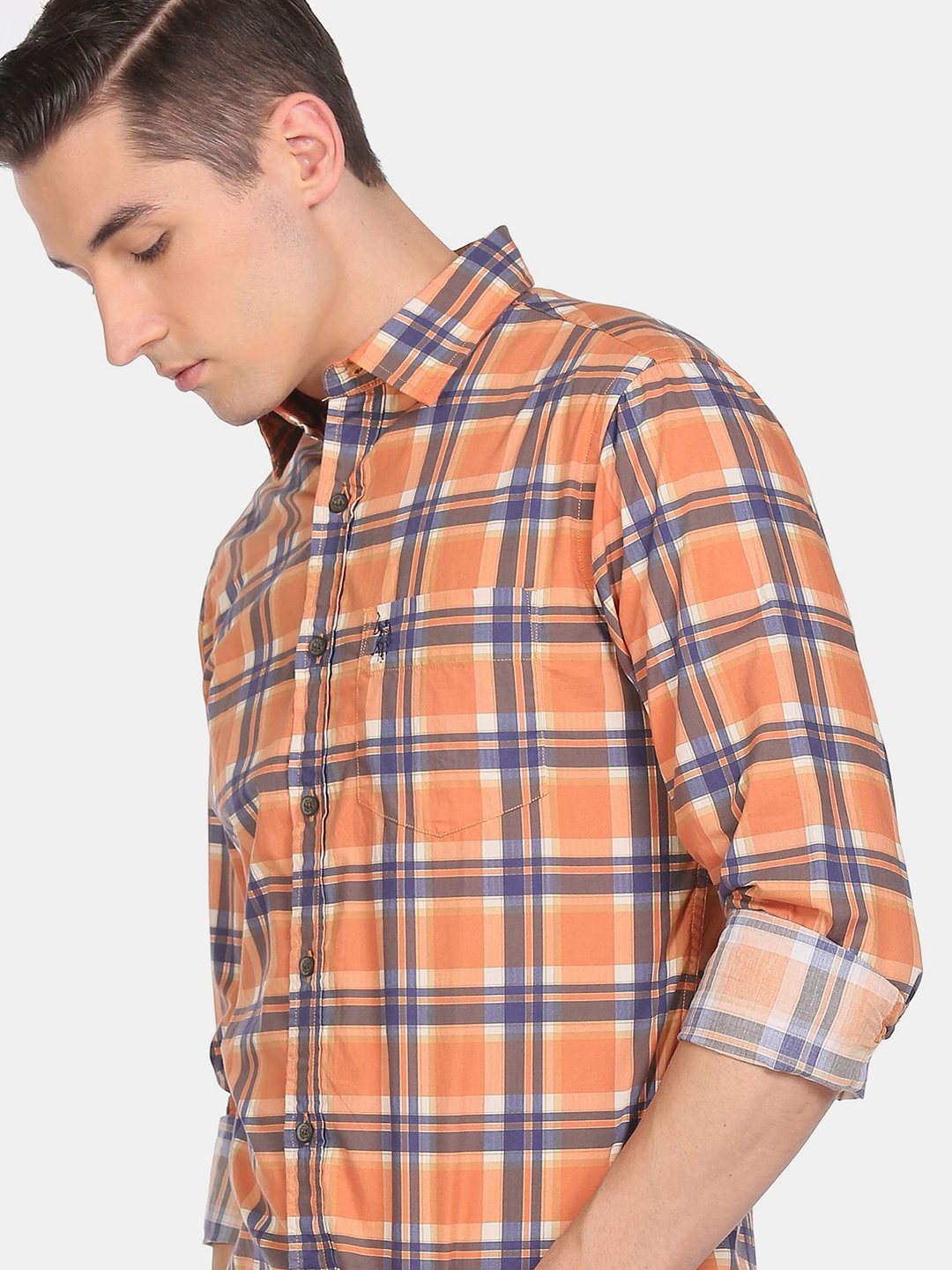

U.S. Polo Assn. Men Yellow Regular Fit Checked Casual Shirt