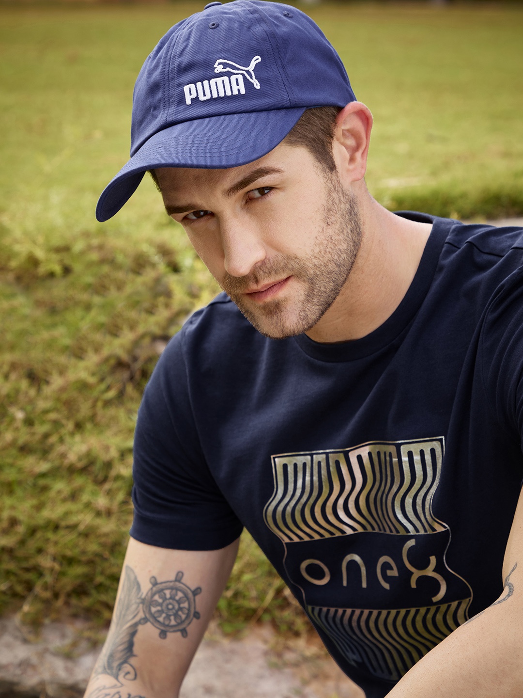 

Puma Men Navy Blue Brand Logo Embroidered Ess Cap II Cotton Visor Cap