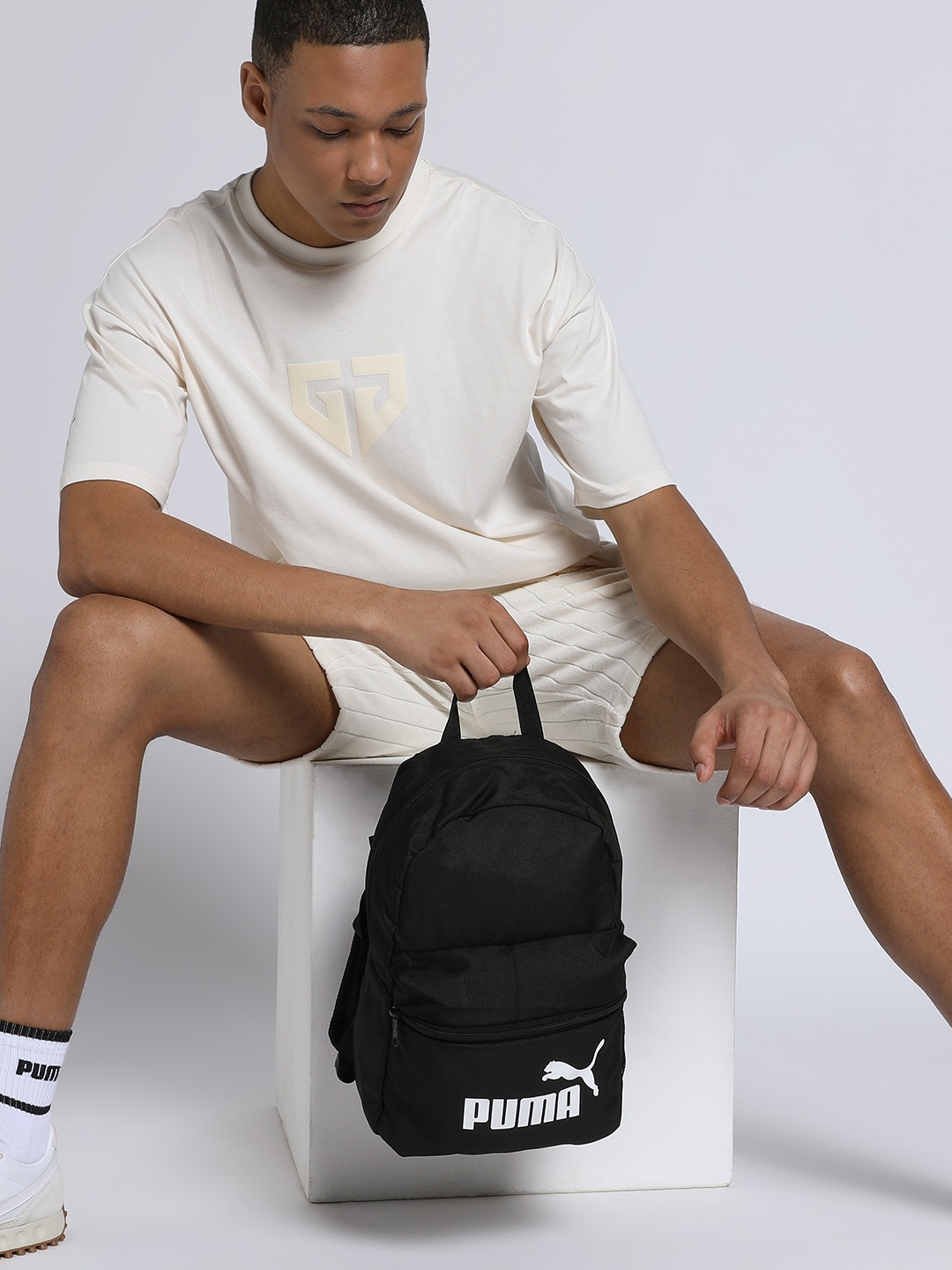

Puma Boys Brand Logo Printed Backpack, Black