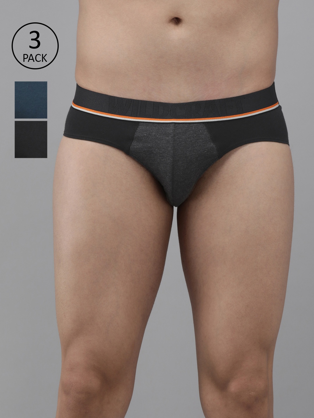 

Wildcraft Men Pack of 3 Black & Blue Solid Basic Briefs 8903338320920
