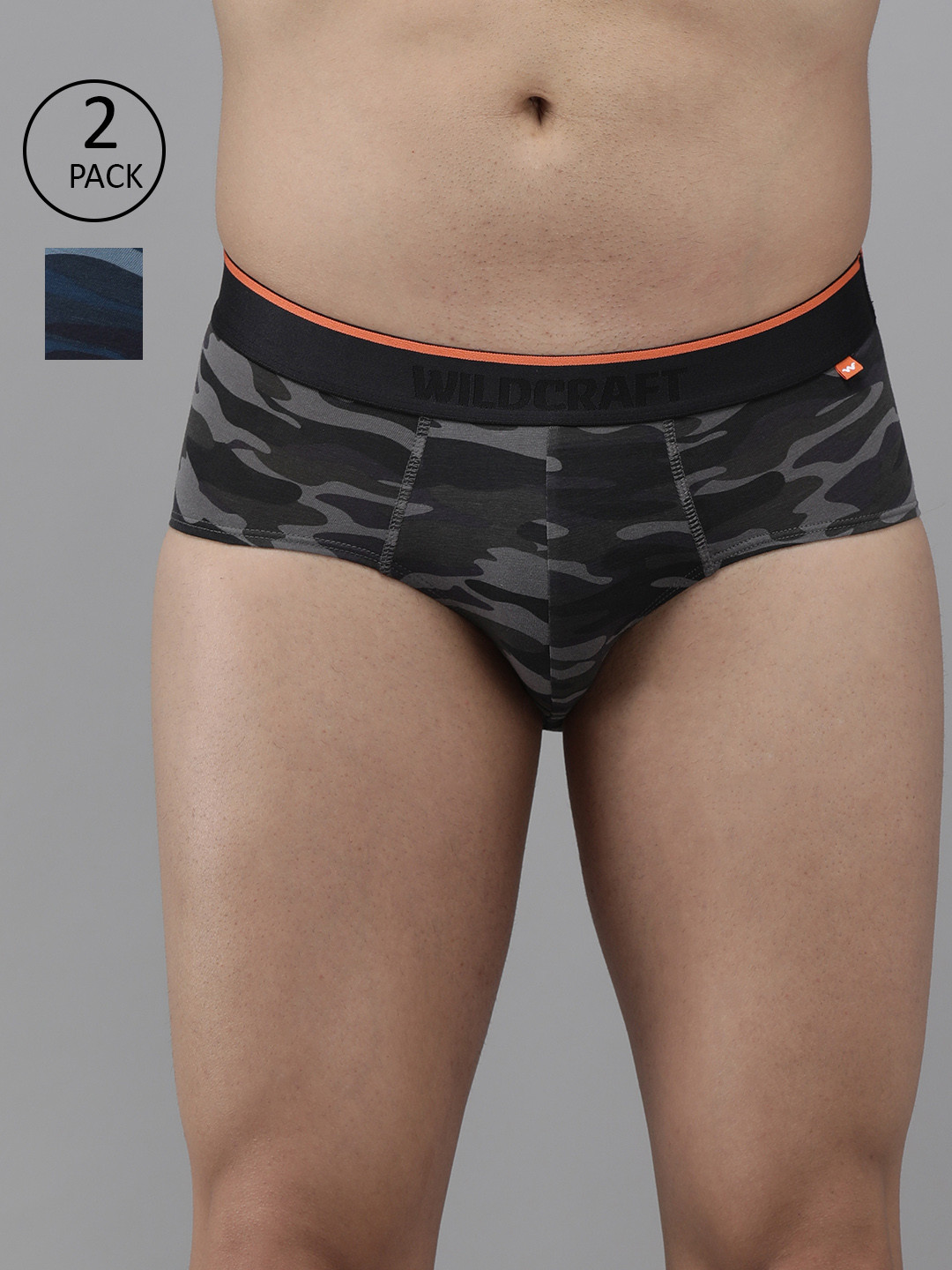 

Wildcarft Men Pack Of 2 Camouflage Printed Antimicrobial Antiodour Briefs 8903338321491, Black