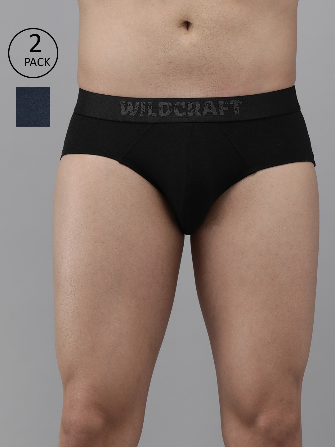 

Wildcarft Men Pack Of 2 Solid Antimicrobial Antiodour Briefs 8903338321668, Black