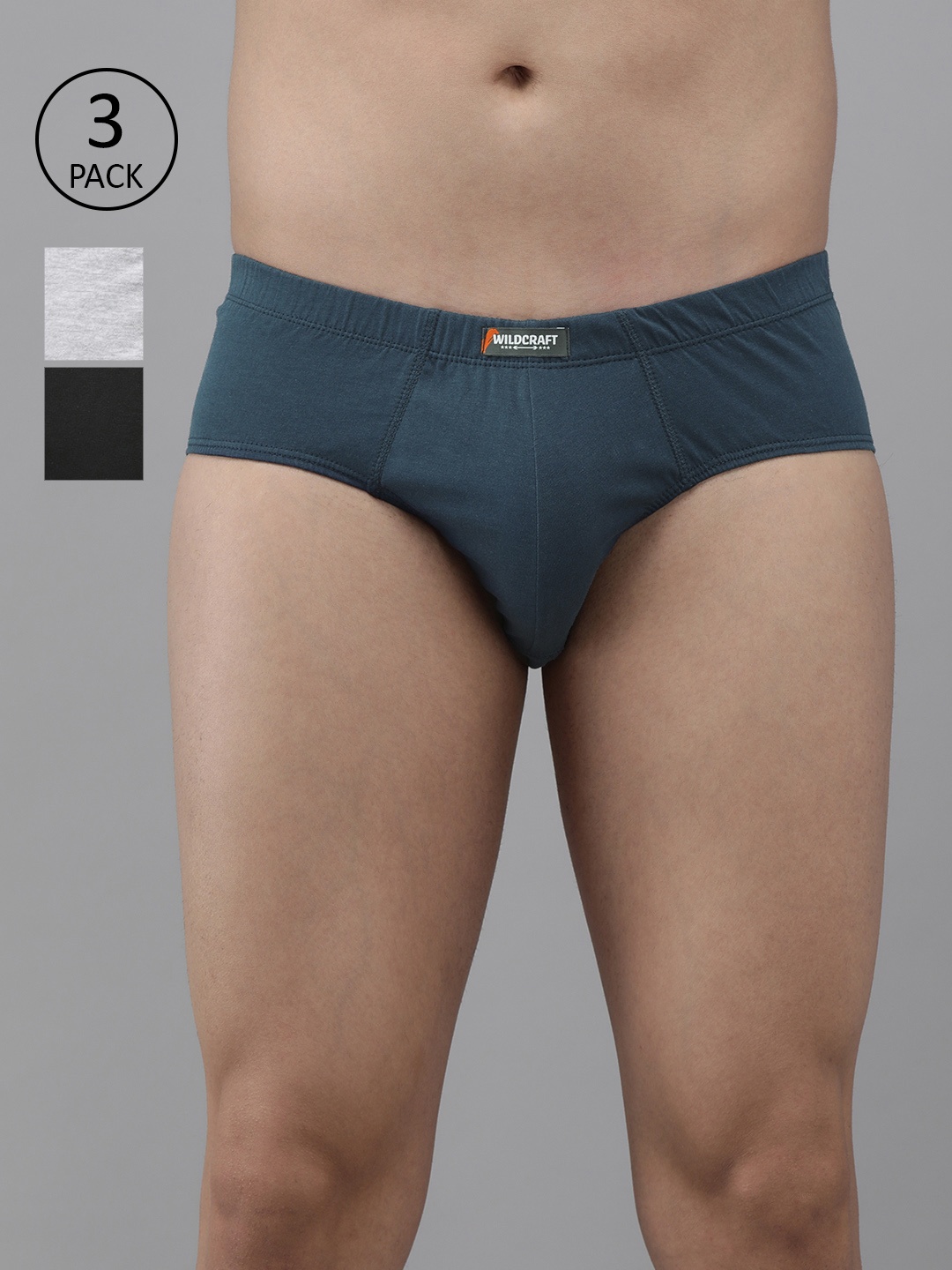 

Wildcraft Men Pack of 3 Black & Teal Blue Solid Basic Briefs 8903338320647