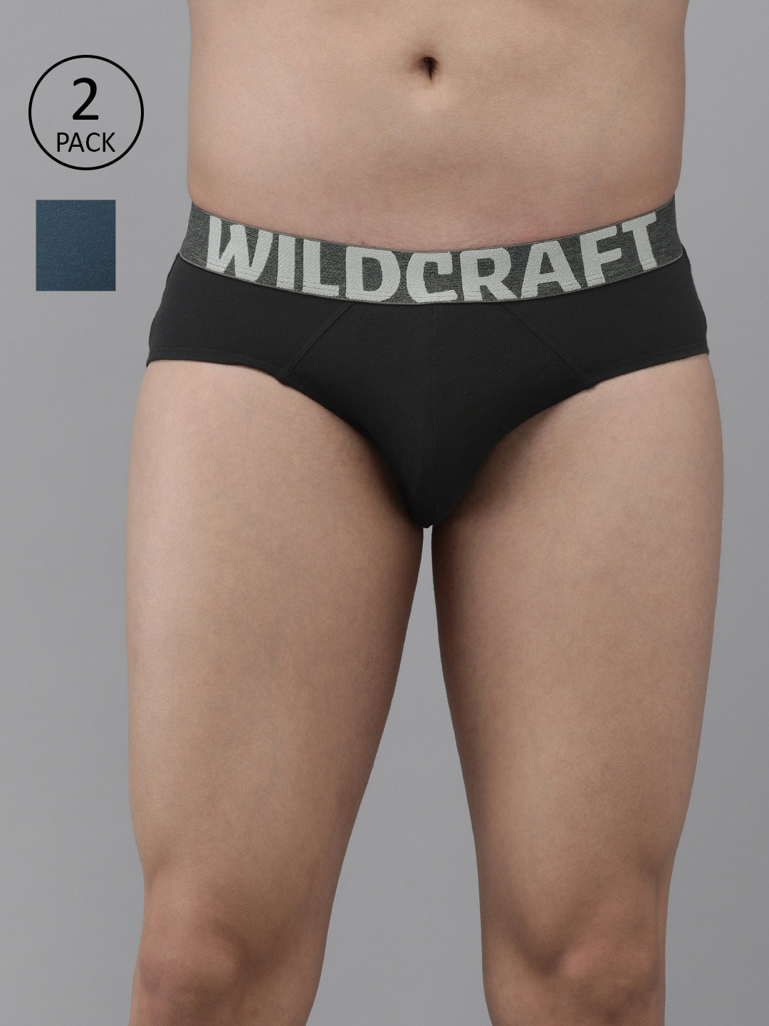 

Wildcraft Men Pack of 2 Black & Teal Blue Solid Basic Briefs 8903338321217