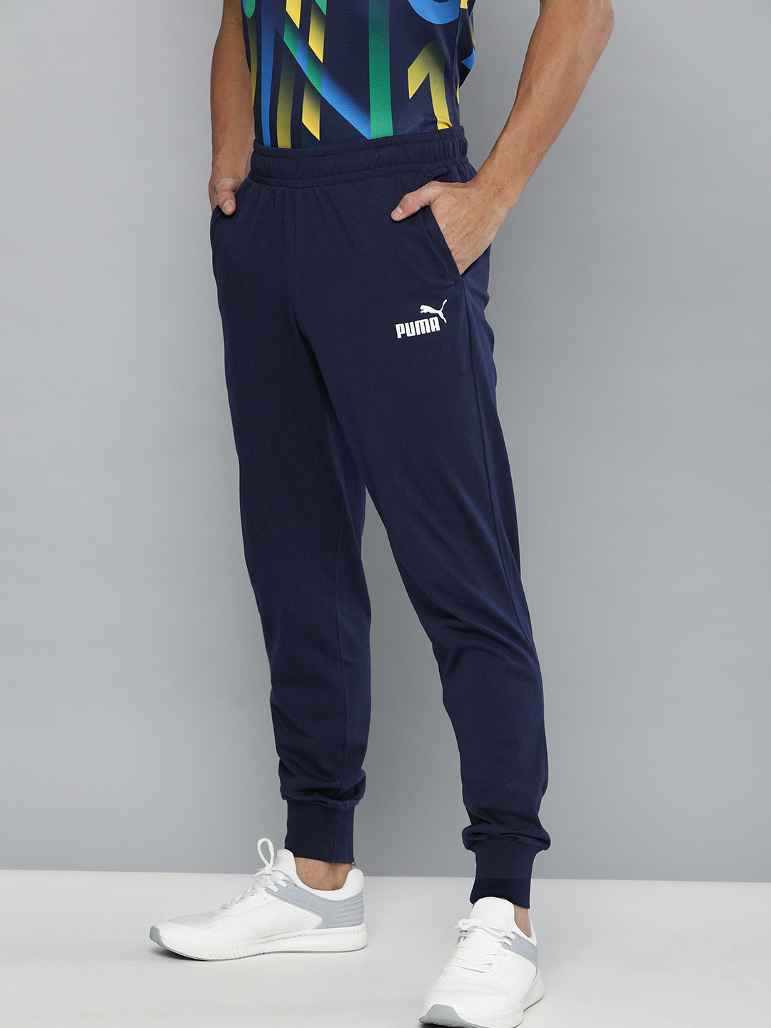 

Puma Men Navy Blue Solid ESS Jersey Joggers