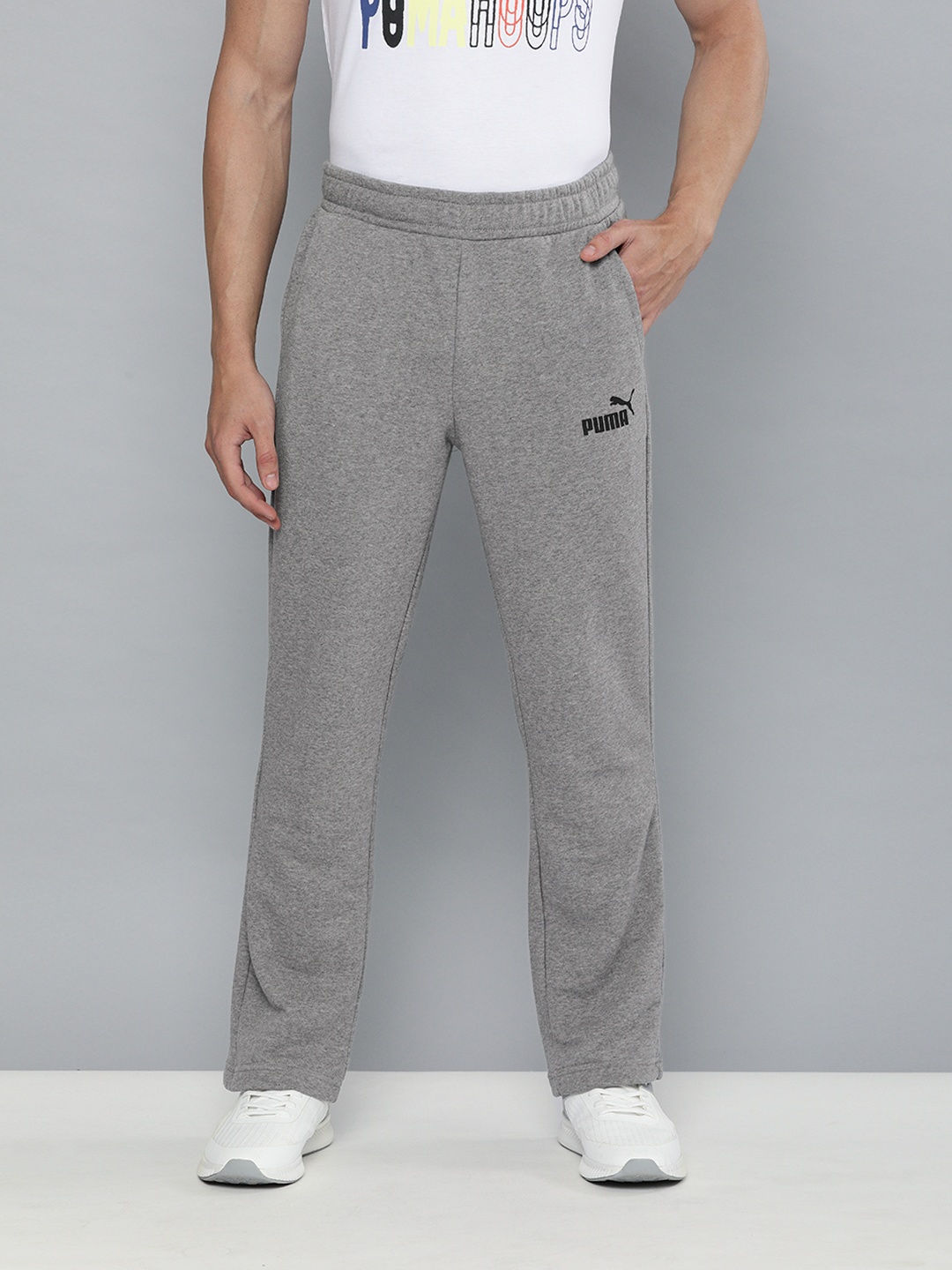 

Puma Men Grey Melange Solid Regular Fit Logo Track Pants