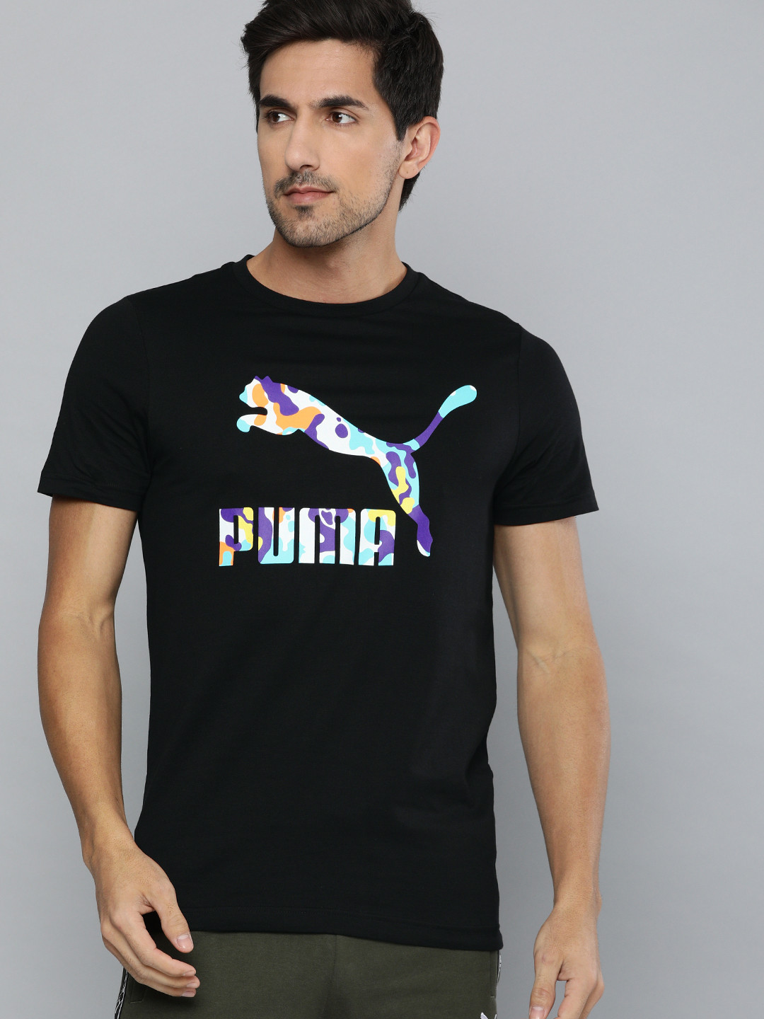 

Puma Men Black Brand Logo Print Pure Cotton Classics Graphics Infill Pure Cotton T-shirt