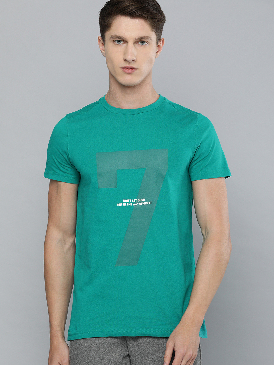 

PUMA Hoops Men Green Printed Round Neck Tonal Pure Cotton T-shirt