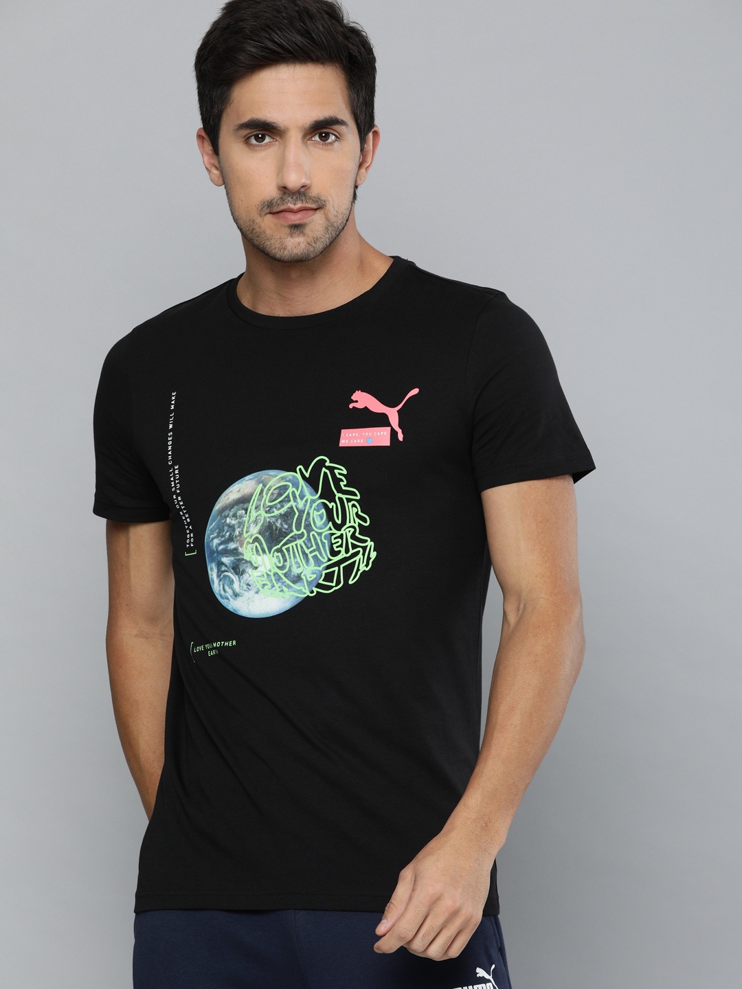 

Puma Men Black Printed Graphic Tee Key Moments Round Neck Pure Cotton T-shirt