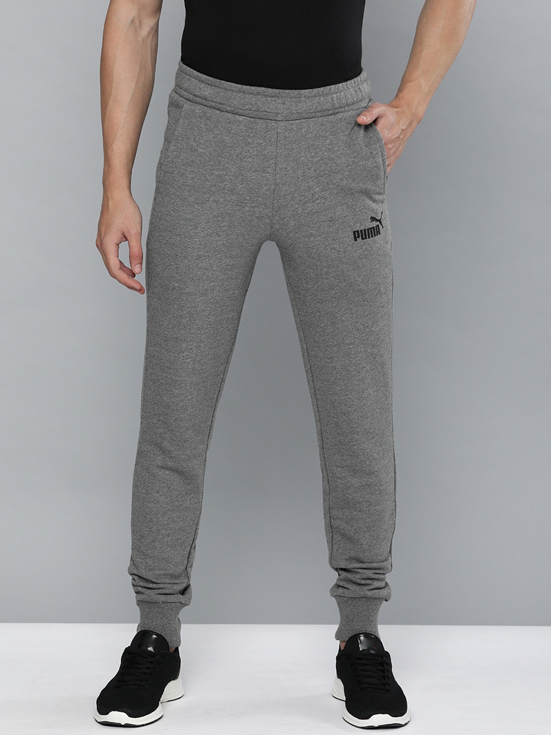 

Puma Men Grey Slim Fit Solid ESS Joggers