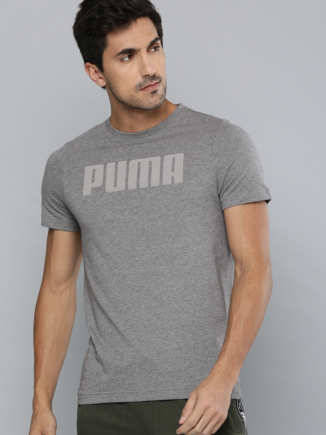 

Puma Men Grey Brand Logo Print Pure Cotton Modern Basics Round Neck Pure Cotton T-shirt