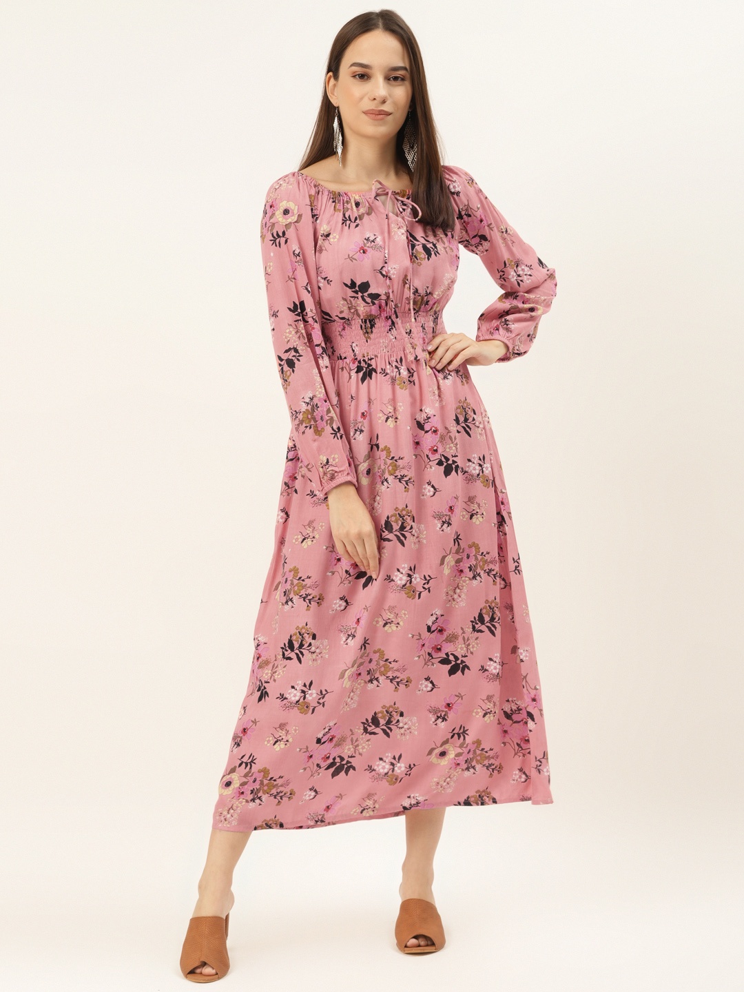 

Alsace Lorraine Paris Women Pink Floral Print Maxi Dress
