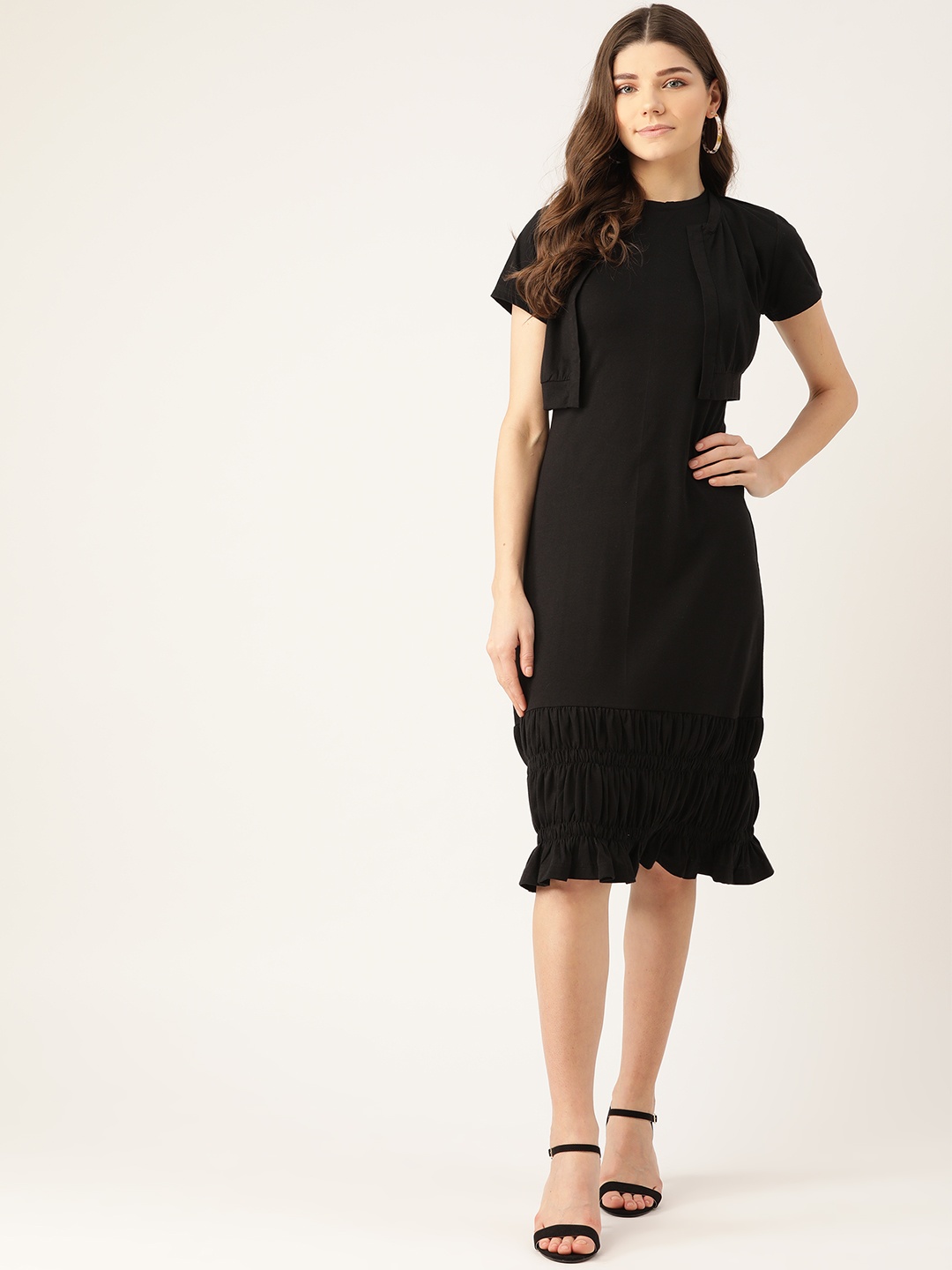 

Alsace Lorraine Paris Women Black Solid A-Line Dress With Jacket